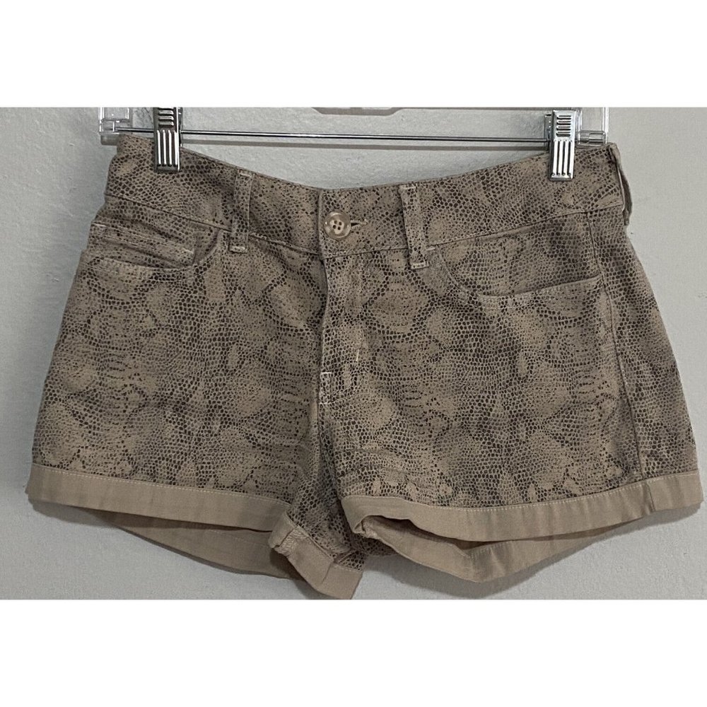 Bella Dahl Women's Snakeskin Pattern Brown Beige Shorts 27" x 3"